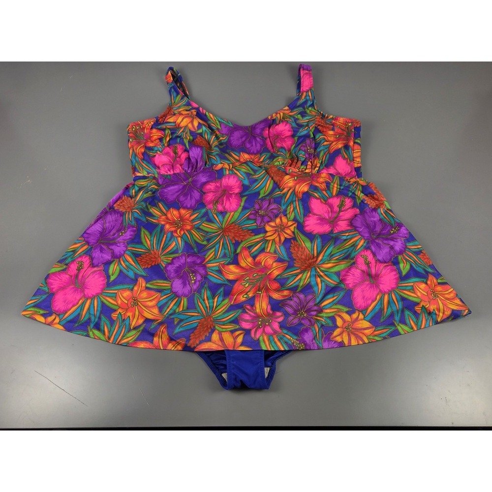 Vintage Robby Len One Piece PLUS 32W Neon Pink Purple Orange Green Blue Tropical